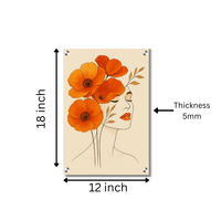 Sunset Petals Grace – Contemporary Floral Face Wall Art