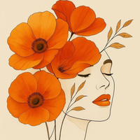 Sunset Petals Grace – Contemporary Floral Face Wall Art