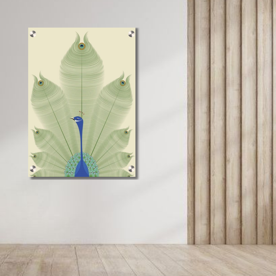 Serene Majesty — Minimal Peacock Wall Art