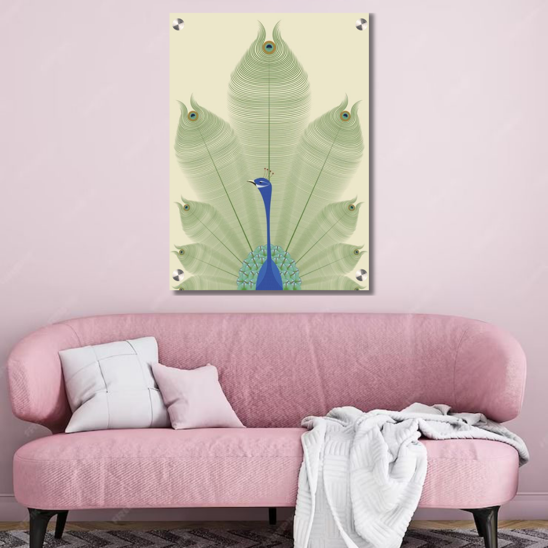 Serene Majesty — Minimal Peacock Wall Art