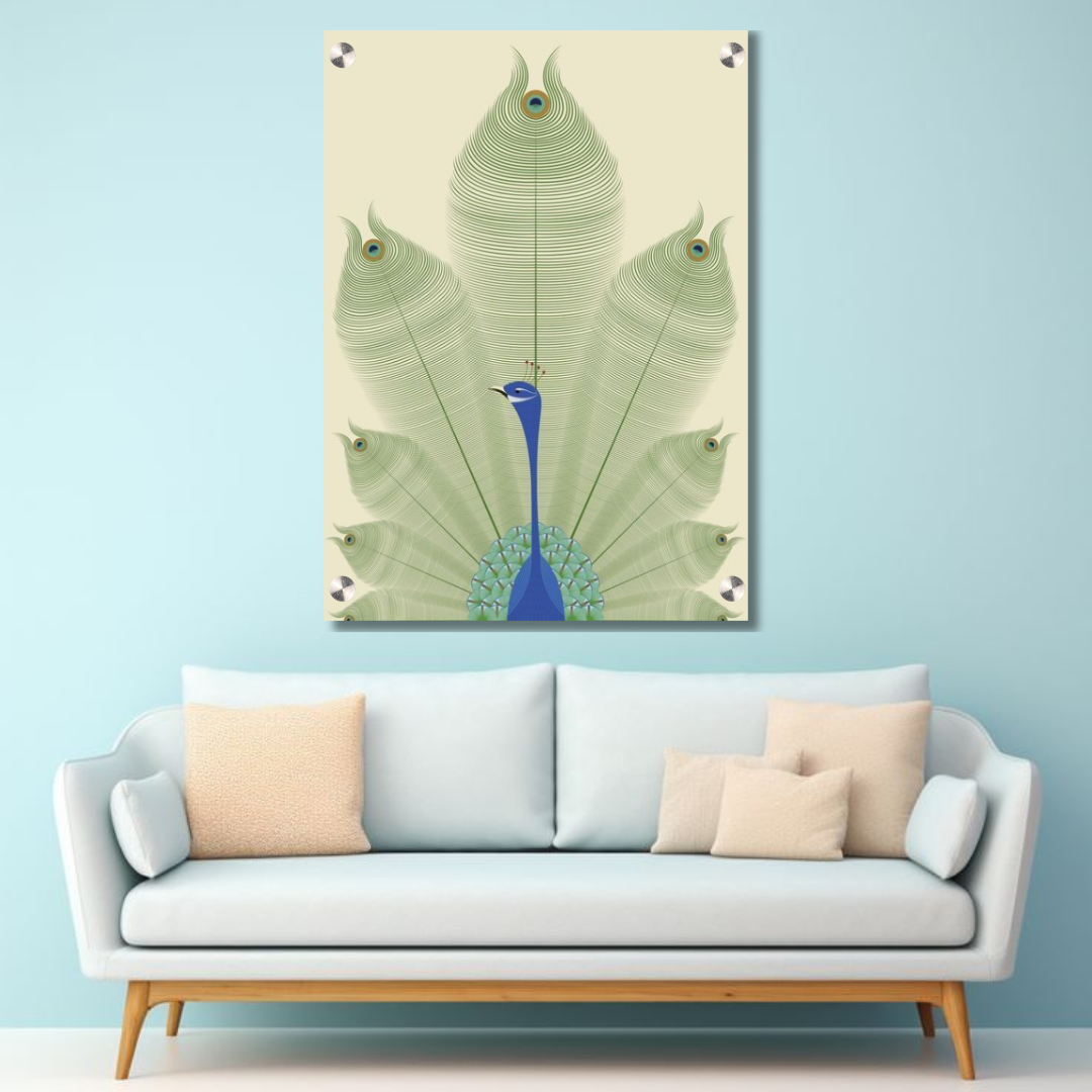 Serene Majesty — Minimal Peacock Wall Art