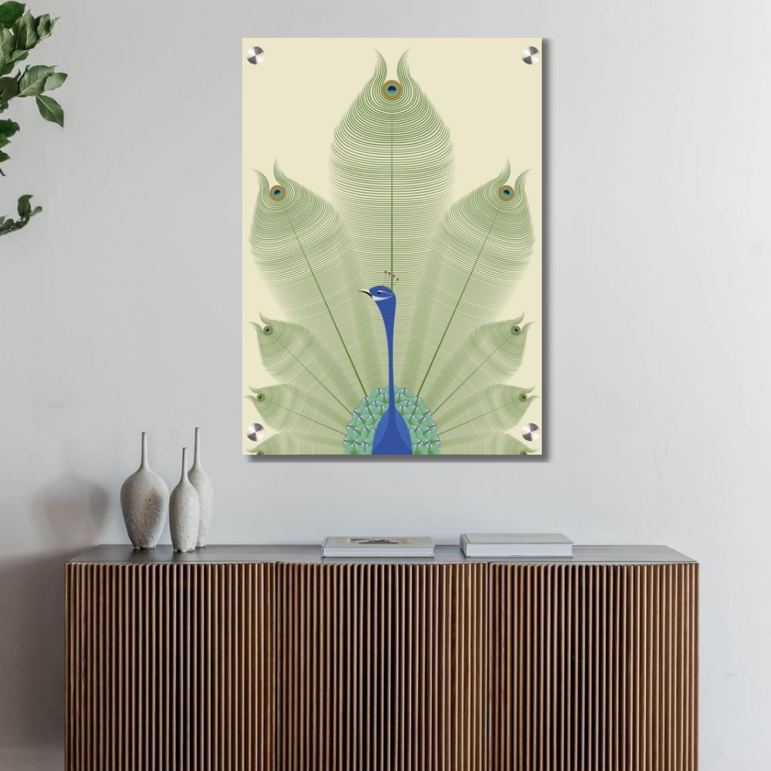 Serene Majesty — Minimal Peacock Wall Art