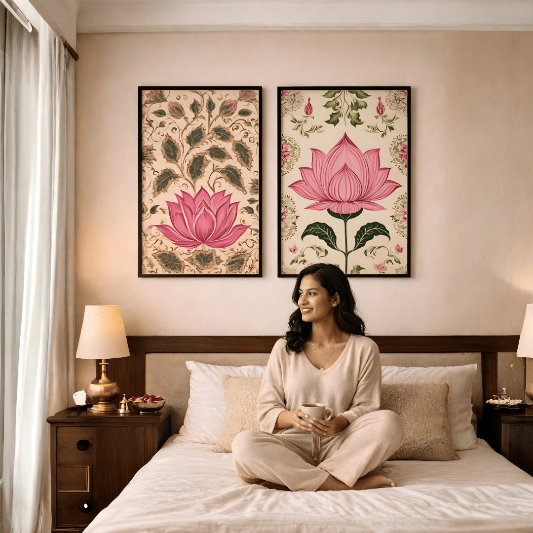 Modern lotus canvas wall decor for home styling