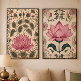 Lotus Harmony Wall Art Set  Premium Floral Canvas Paintings