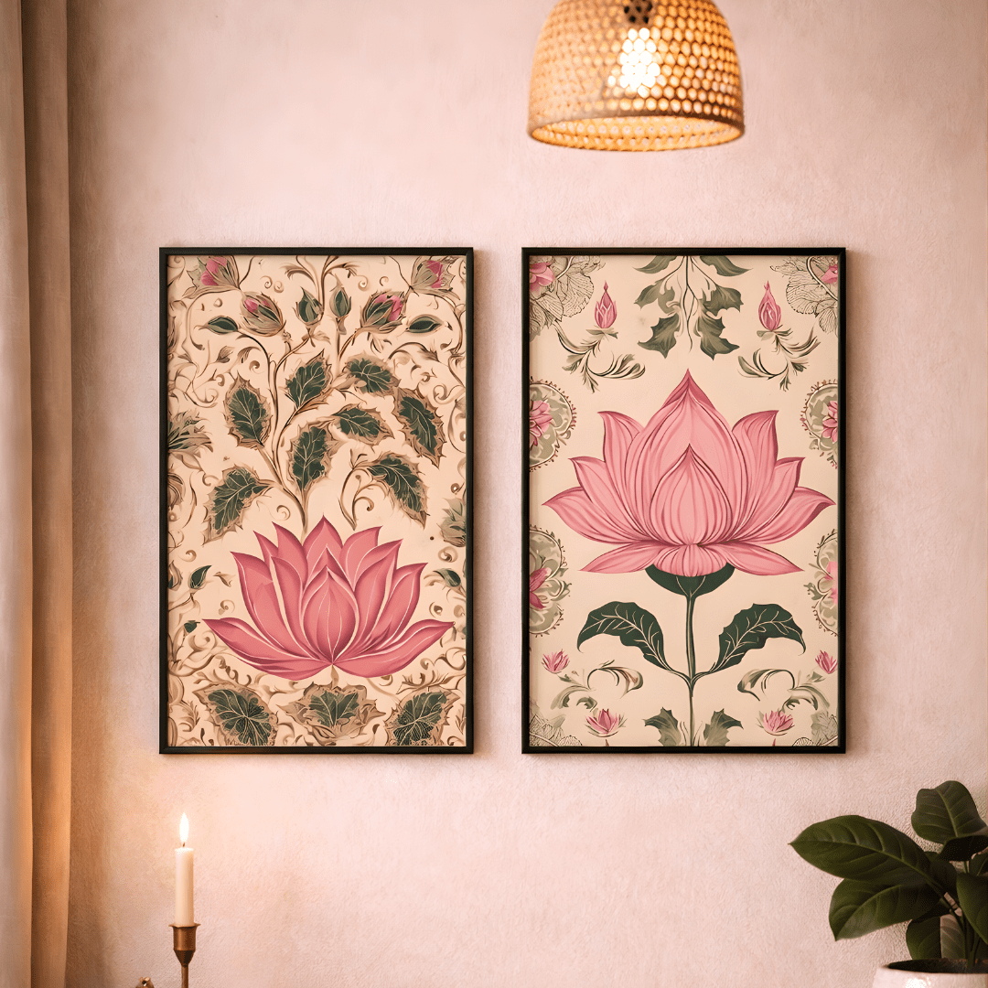 Elegant floral wall art set for modern home interiors