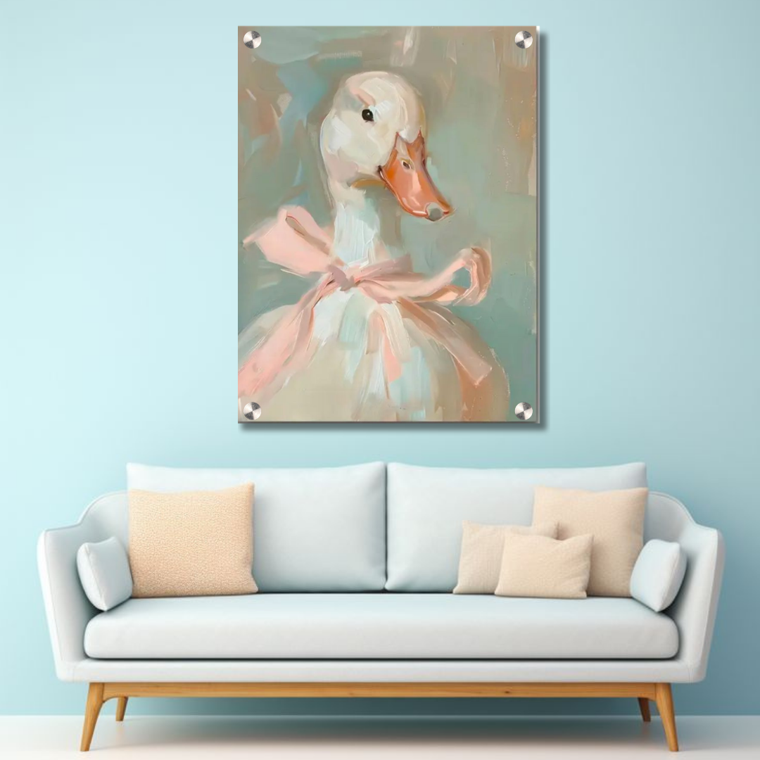 Elegant Swan Acrylic Wall Decor — Pastel Glossy HD Wall Art Frame