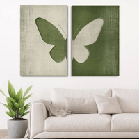 Minimalist Butterfly Duo Wall Art – Green Abstract Canvas Set - Memories InsiteBUTTERFLY DUO WALL CANVAS - STRECHED