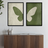 Minimalist Butterfly Duo Wall Art – Green Abstract Canvas Set - Memories InsiteBUTTERFLY DUO WALL CANVAS - STRECHED