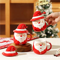 Santa Christmas Ceramic Mug with Hat Lid