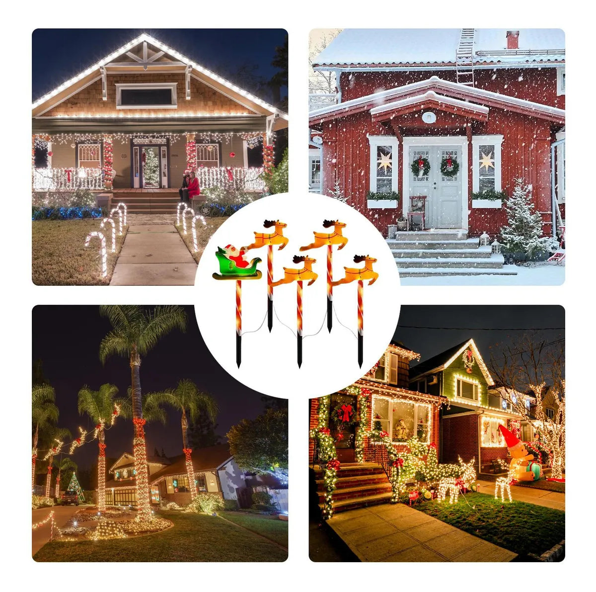 Solar Christmas Santa and Deer Light