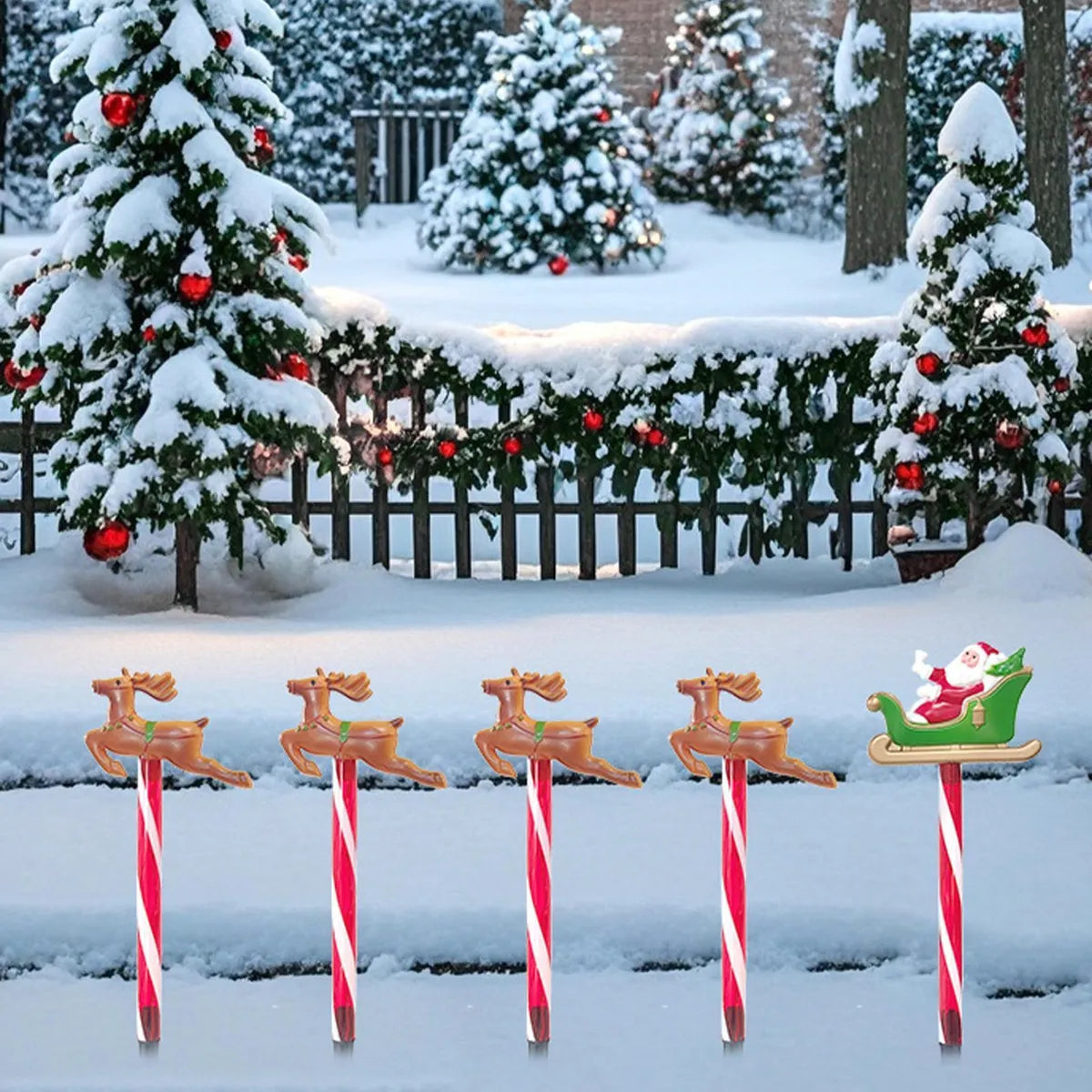 Solar Christmas Santa and Deer Light