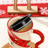 Christmas Travel Mug – Insulated Twist Design Cup with Lid | Festive Holiday Coffee Mug