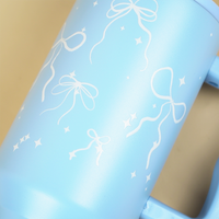 Bow & Sparkle Tumbler — Leakproof & Insulated ( Sky Blue )