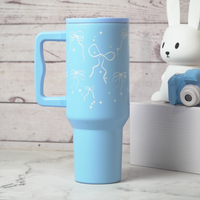 Bow & Sparkle Tumbler — Leakproof & Insulated ( Sky Blue )