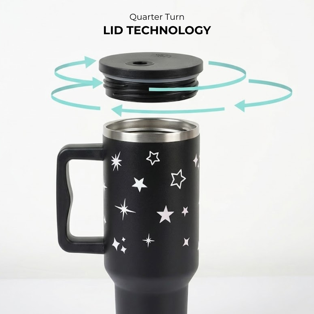 Star & Sparkle Tumbler — Leakproof & Insulated ( Black )
