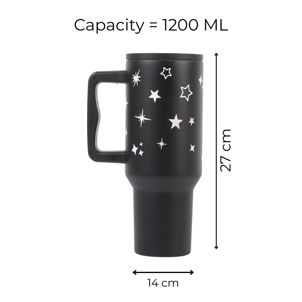 Star & Sparkle Tumbler — Leakproof & Insulated ( Black )