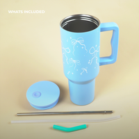 Bow & Sparkle Tumbler — Leakproof & Insulated ( Sky Blue )