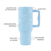 Bow & Sparkle Tumbler — Leakproof & Insulated ( Sky Blue )