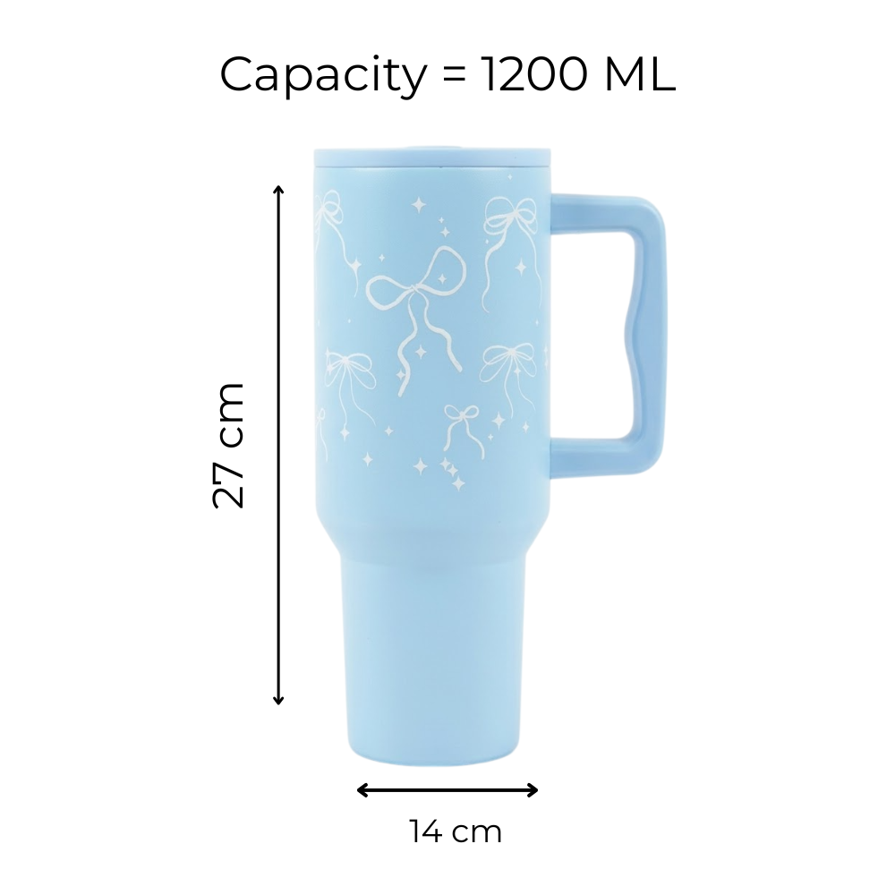 Bow & Sparkle Tumbler — Leakproof & Insulated ( Sky Blue )