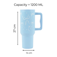 Bow & Sparkle Tumbler — Leakproof & Insulated ( Sky Blue )