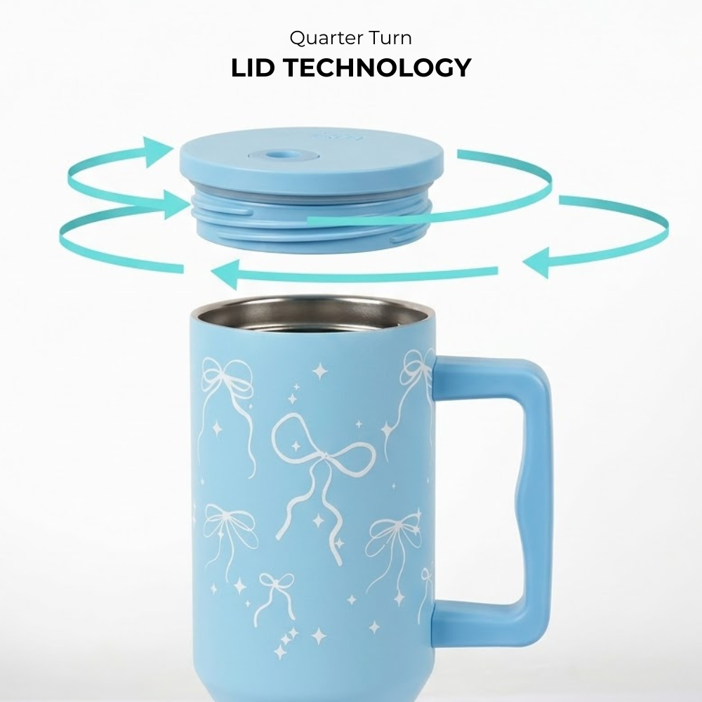 Bow & Sparkle Tumbler — Leakproof & Insulated ( Sky Blue )