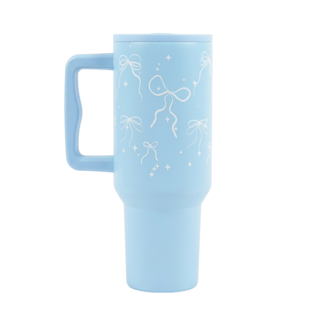 Bow & Sparkle Tumbler — Leakproof & Insulated ( Sky Blue )