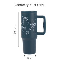 Bow & Sparkle Tumbler — Leakproof & Insulated (Dark Blue )