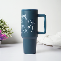 Bow & Sparkle Tumbler — Leakproof & Insulated (Dark Blue )