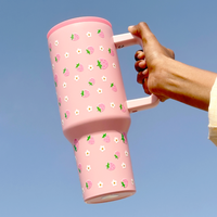 Strawberry Pink Lid Tumbler — Leakproof & Insulated (Pink)
