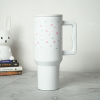 Cute Floral Doodle Tumbler  — Leakproof & Insulated (White)