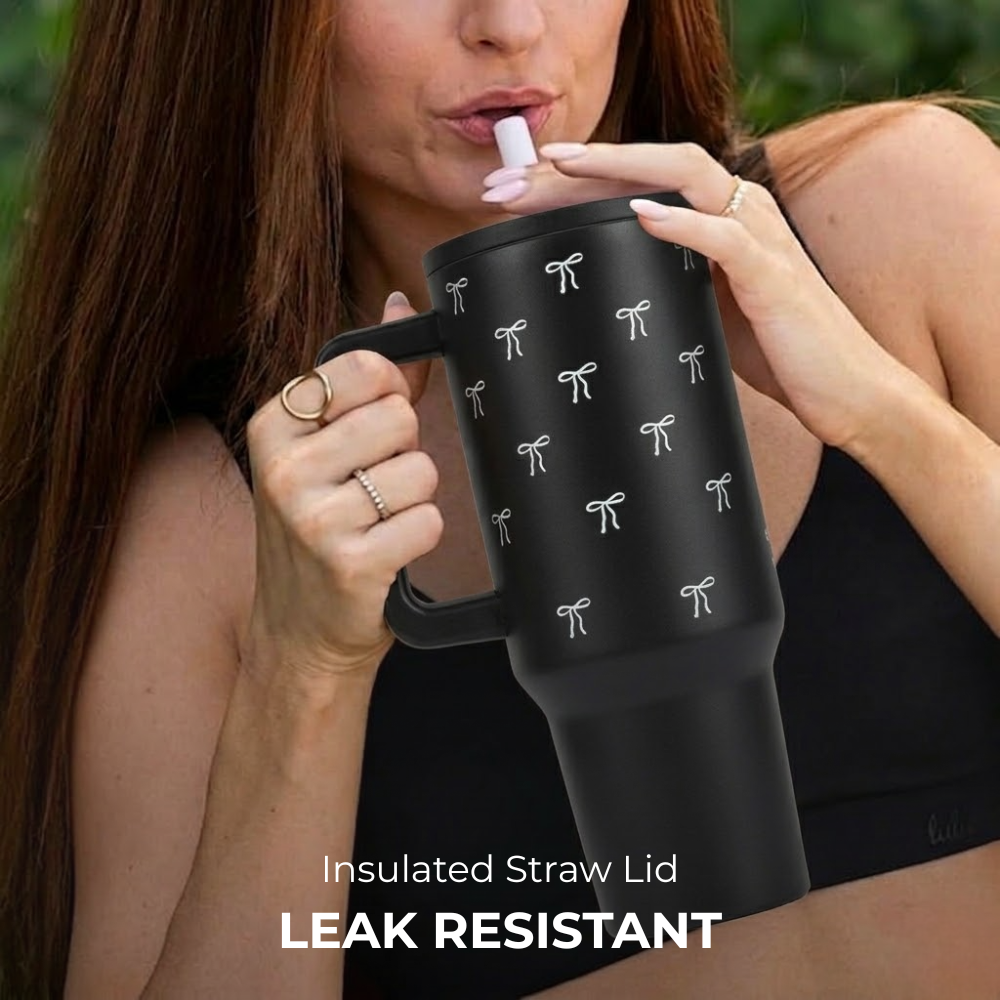 Mini Bow Tumbler  — Leakproof & Insulated (Black)