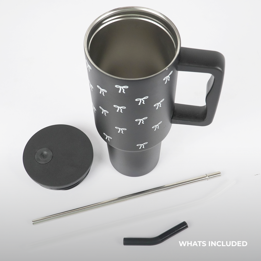 Mini Bow Tumbler  — Leakproof & Insulated (Black)