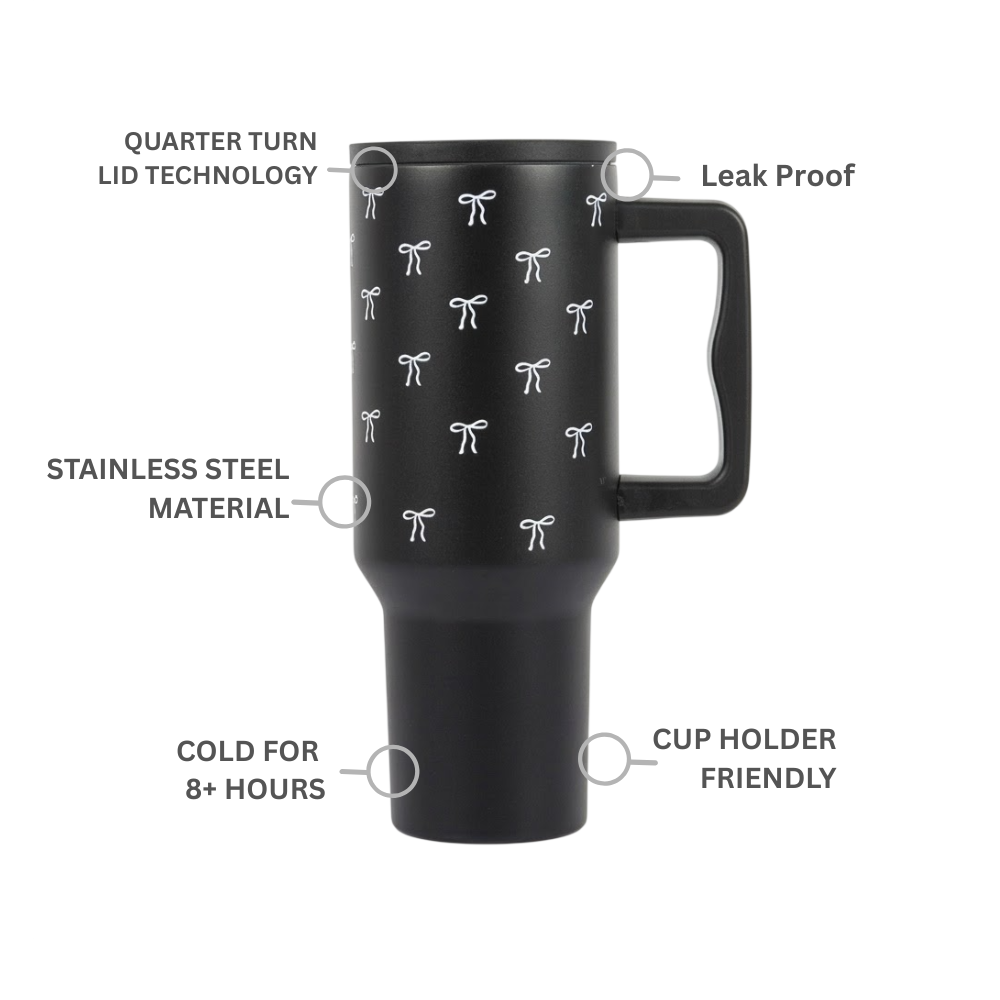 Mini Bow Tumbler  — Leakproof & Insulated (Black)