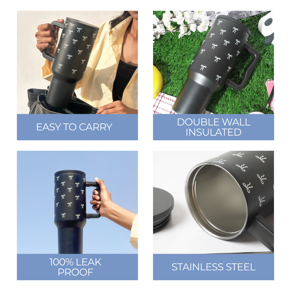 Mini Bow Tumbler  — Leakproof & Insulated (Black)