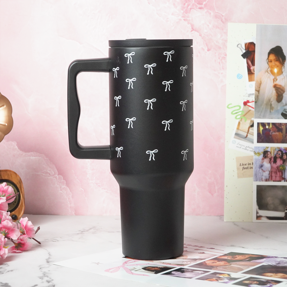 Mini Bow Tumbler  — Leakproof & Insulated (Black)