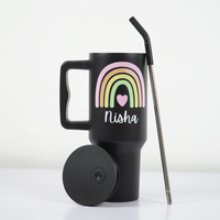 Personalized Rainbow Tumbler  — Leakproof & Insulated (Black)