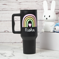 Personalized Rainbow Tumbler  — Leakproof & Insulated (Black)