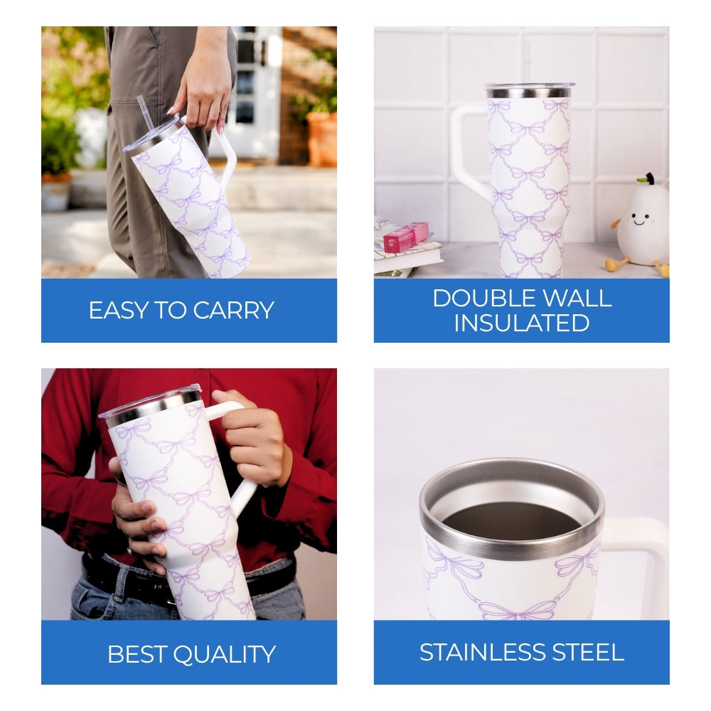 Lavender Bow in BLUE COLOR Stainless Steel Tumbler