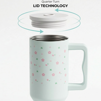 Cute Floral Doodle Tumbler  — Leakproof & Insulated (White)