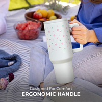 Cute Floral Doodle Tumbler  — Leakproof & Insulated (White)