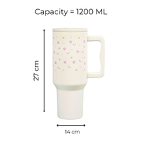 Cute Floral Doodle Tumbler  — Leakproof & Insulated (White)