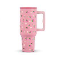 Strawberry Pink Lid Tumbler — Leakproof & Insulated (Pink)