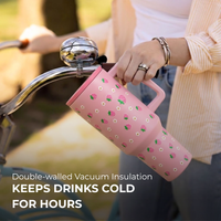 Strawberry Pink Lid Tumbler — Leakproof & Insulated (Pink)
