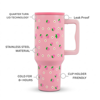 Strawberry Pink Lid Tumbler — Leakproof & Insulated (Pink)