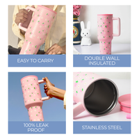 Strawberry Pink Lid Tumbler — Leakproof & Insulated (Pink)