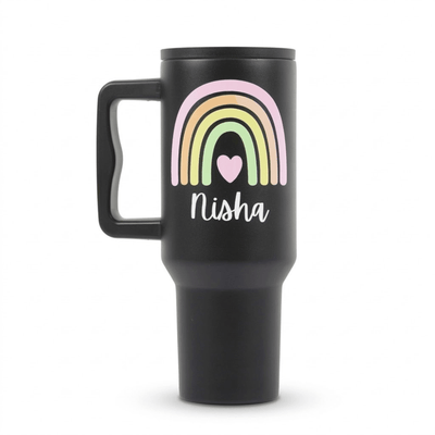 Personalized Rainbow Tumbler — Leakproof & Insulated (Black) - Memories InsitePERSONALIZED RAINBOW TUMBLER - ( 40 OZ BLACK )