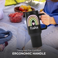 Personalized Rainbow Tumbler  — Leakproof & Insulated (Black)
