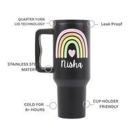 Personalized Rainbow Tumbler  — Leakproof & Insulated (Black)
