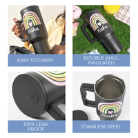 Personalized Rainbow Tumbler  — Leakproof & Insulated (Black)