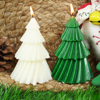 Set-2 Christmas Tree Decorative Green And white Candle